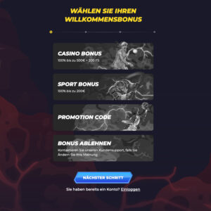 Schritt 1 der Anmeldung bei Powbet